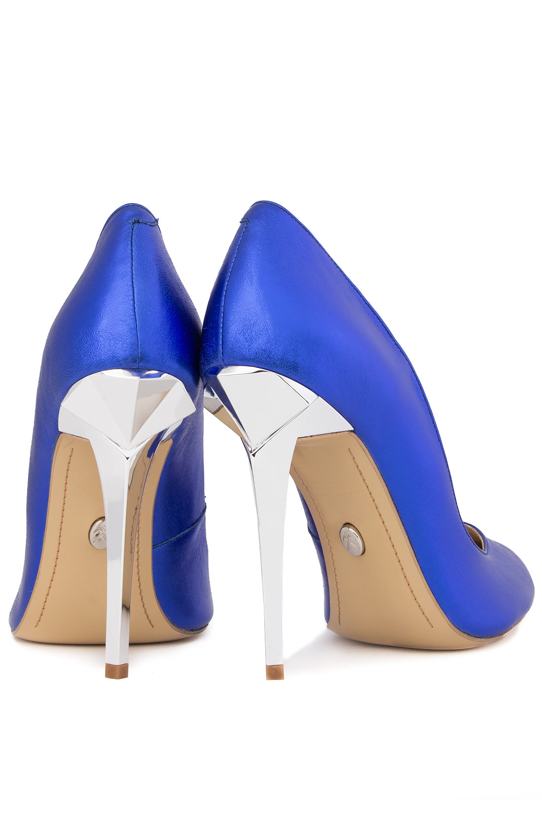Pantofi stiletto albastru metalizat MIHAI ALBU SECOND HAND imagine 1