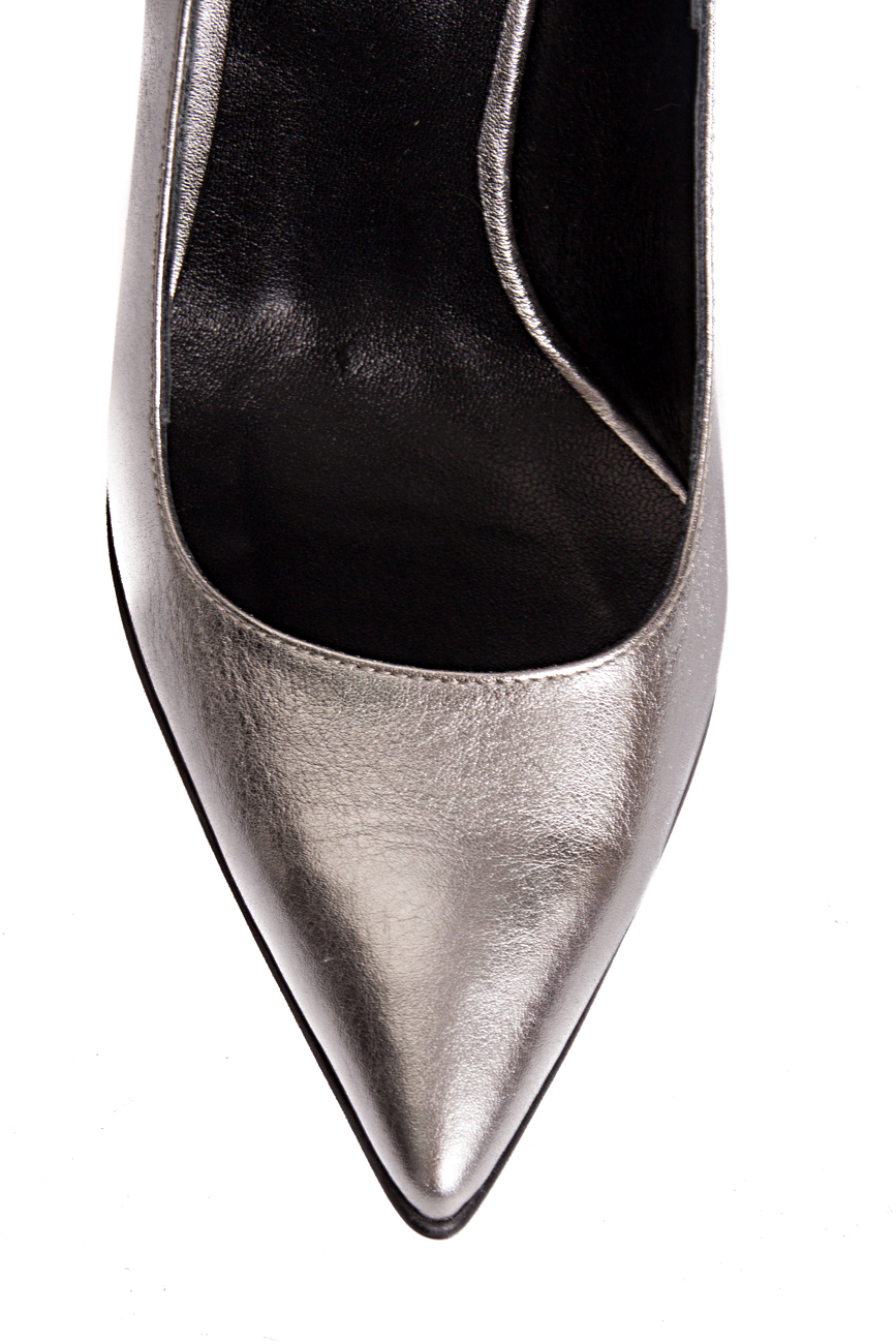 Pantofi din piele argintie MIHAELA GLAVAN SECOND HAND imagine 2