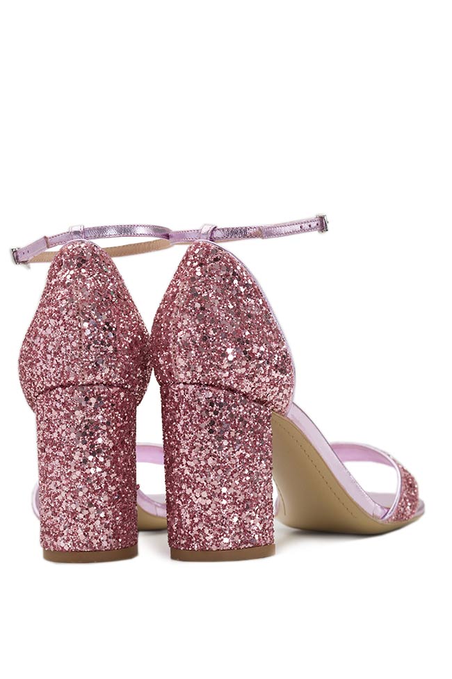 Sandale din piele cu glitter MIHAI ALBU SECOND HAND imagine 2