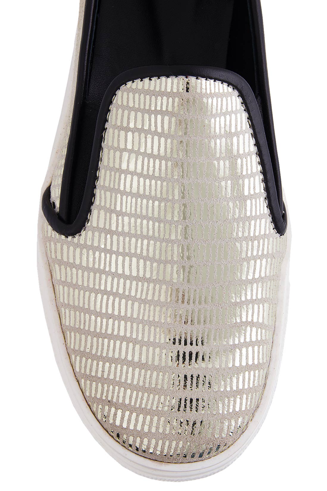 Sneakers din piele texturata argintie GIUKA SECOND HAND imagine 3