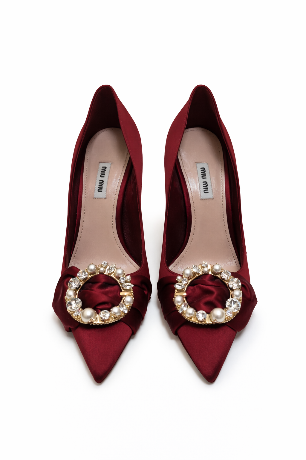 Pantofi din satin cu aplicatii MIU MIU Miu Miu imagine 0